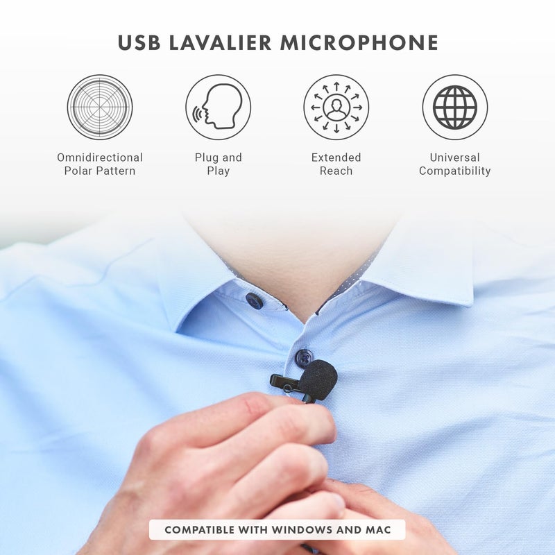 Movo LV1-USB Lavalier Microphone for Camera, Lapel for iPhone and Android Smartphones, Body Lav Mic, Clip On Microphone for 3.5mm, Shirt Lapel Mic for Phone, GoPro, Interview, Computer, PC - Image 2